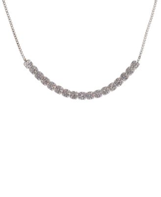 Silver-Tone Cubic Zirconia Tennis Necklace and Stud Earrings Set