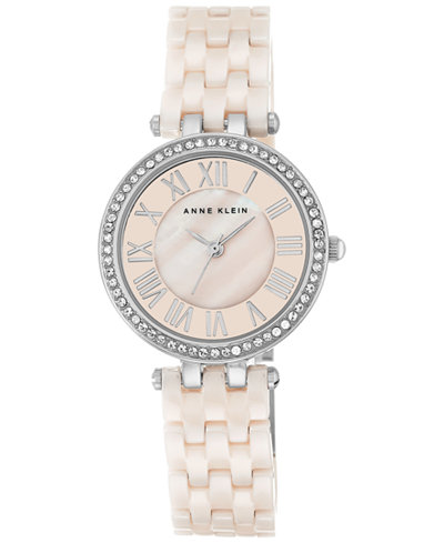 Anne Klein Women's Light Pink Ceramic Bracelet Watch 30mm AK/2201LPSV