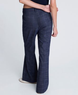Women's Plaid Mid-Rise Flare Pants