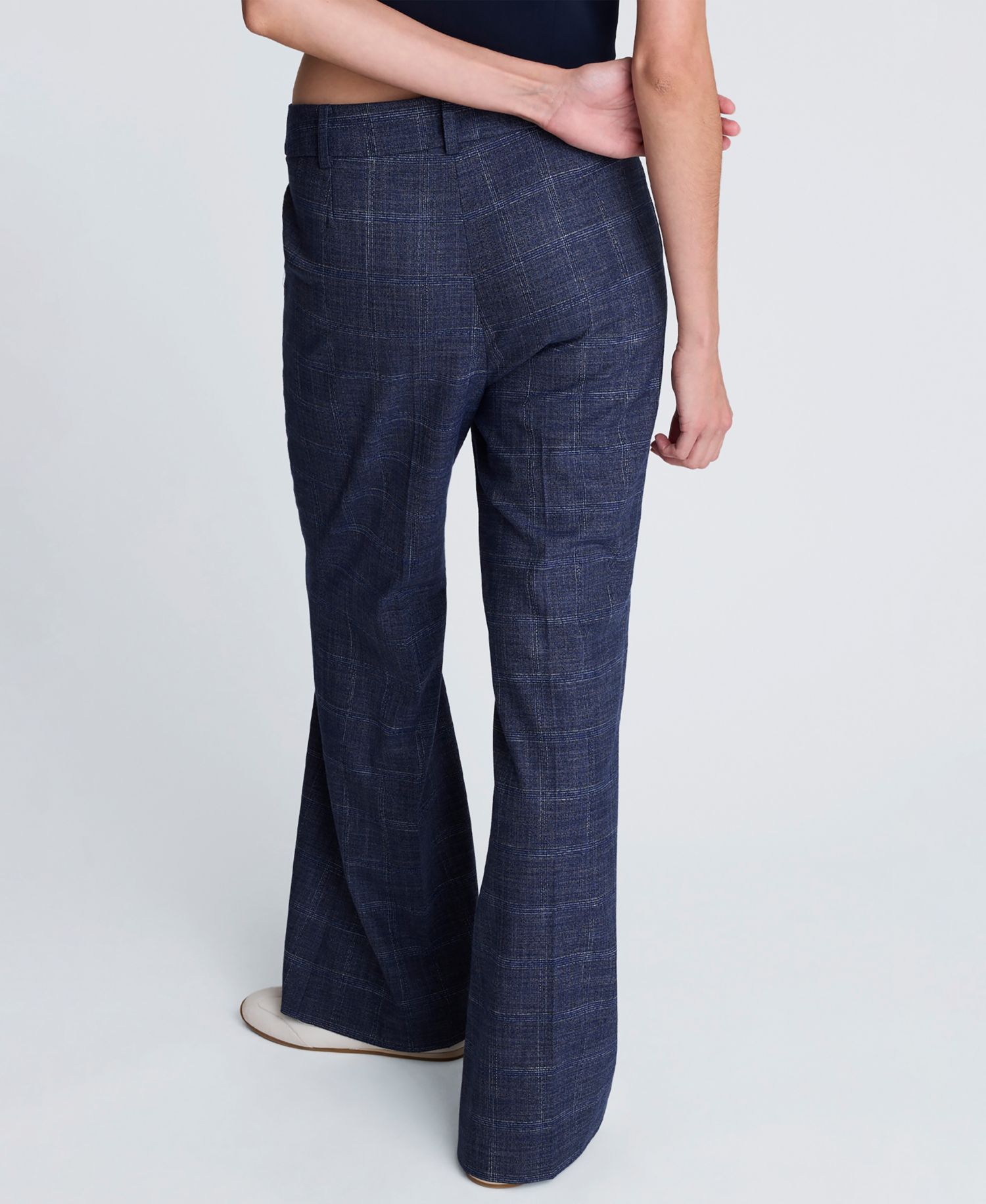 Women's Plaid Mid-Rise Flare Pants