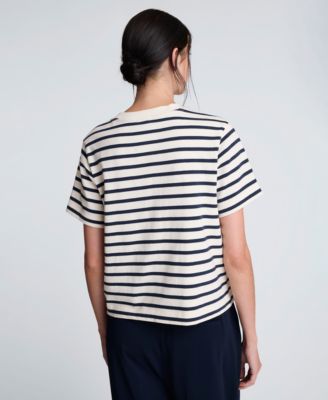 Women's Crewneck Striped Boxy T-Shirt