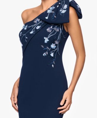 Women's Long One-Shoulder Bow Embroidered Dress