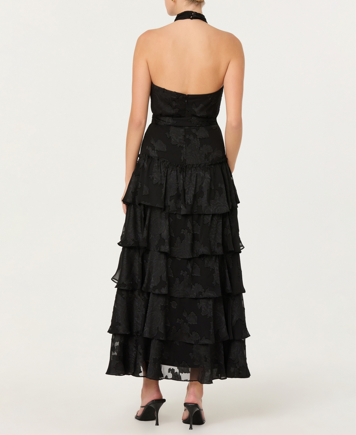 Astr the Label Women's Adamaris Crossover Halter Neck Tiered Maxi Dress