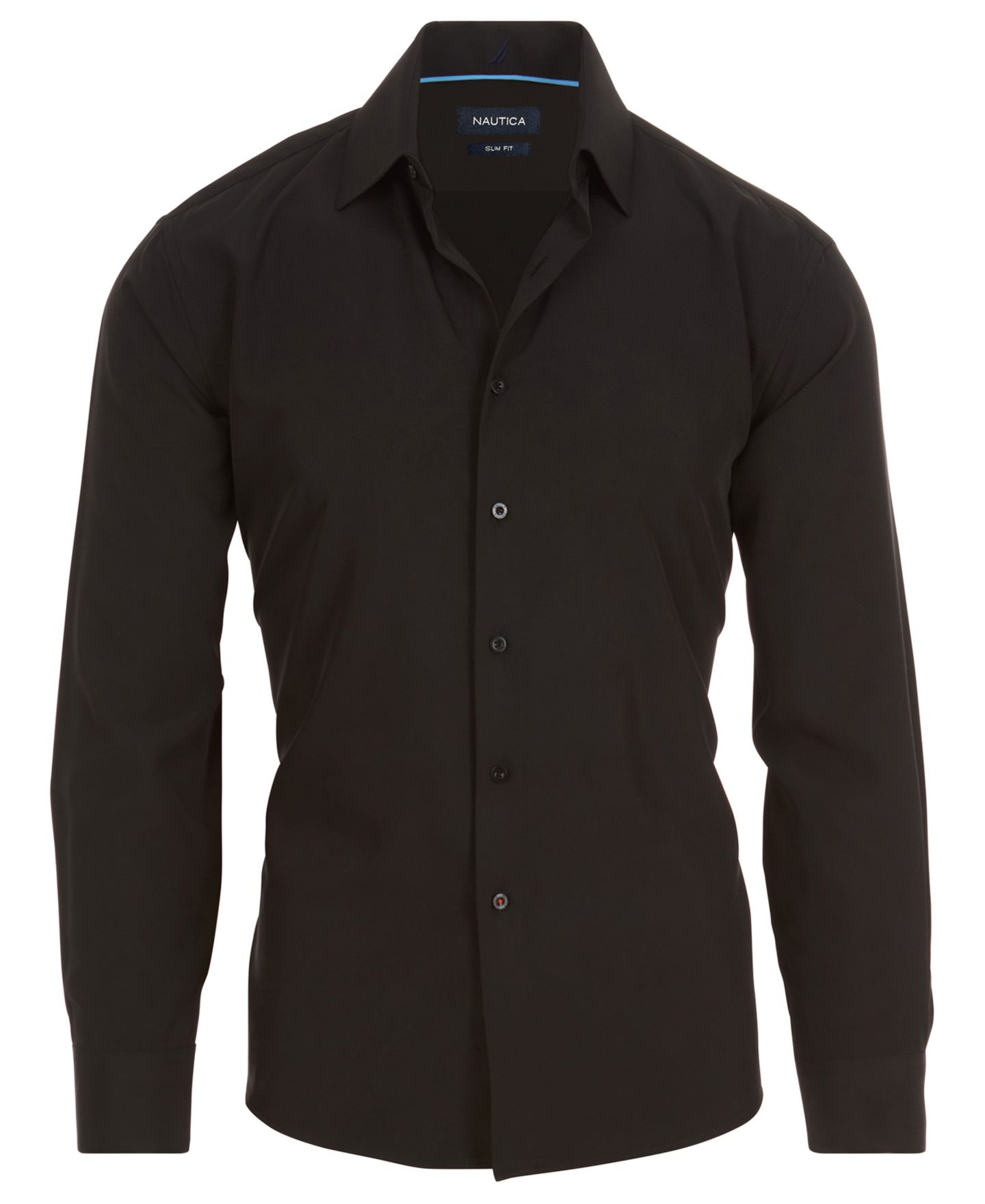 Мужская рубашка Nautica Slim-Fit Supershirt Dress Shirt, цвет: Чёрный — фото 9