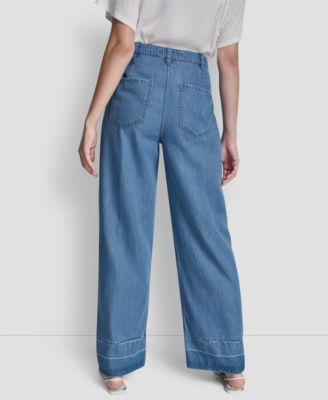Women's Belted Front Seam Straight Pants