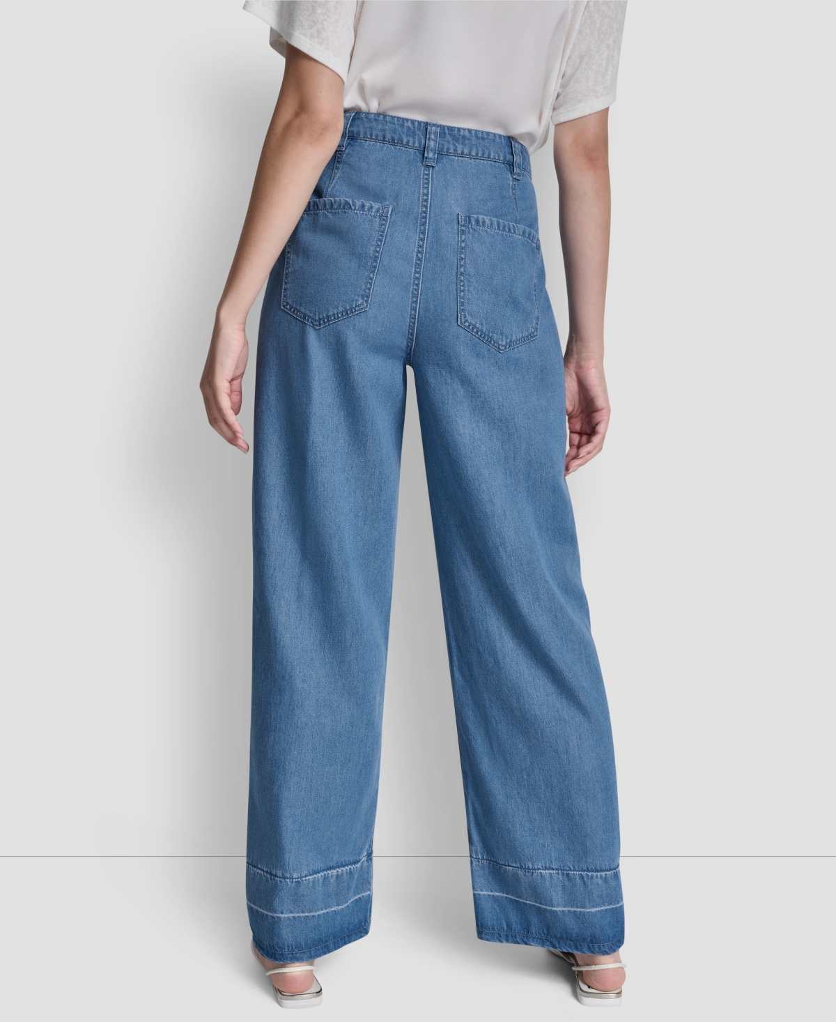 Dkny Women's Belted Front Seam Straight Pants In Blue