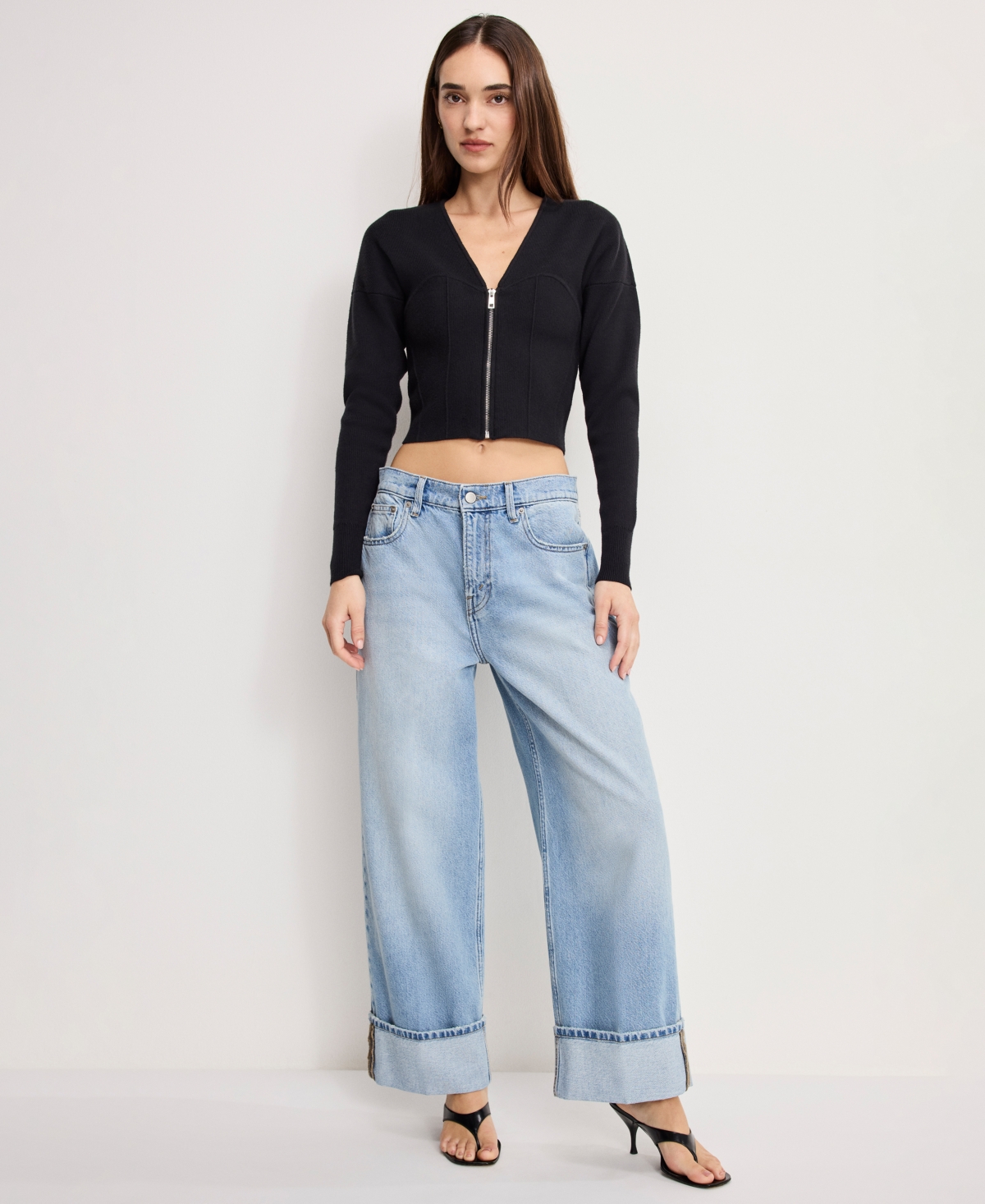 Good American Womens Good Standard Barrel Wide-leg Denim Jeans Indigo890 In Blue