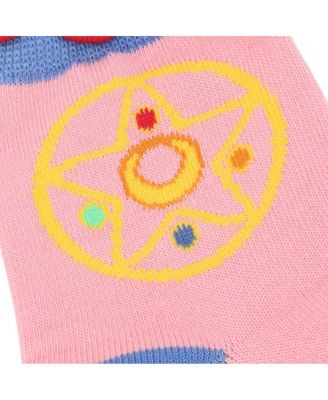 Women's Cosmic Symbols & Cats 3-Pair Lettuce Edge Casual Quarter Crew Socks