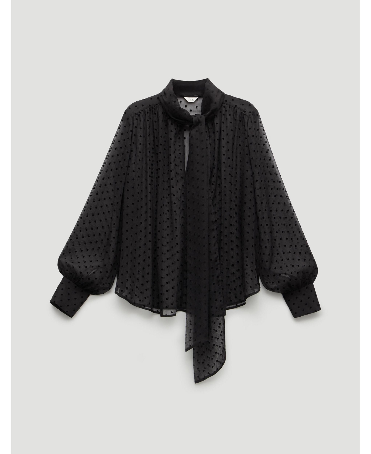 Hush Women's Tie Neck Flocked Spot Blouse
