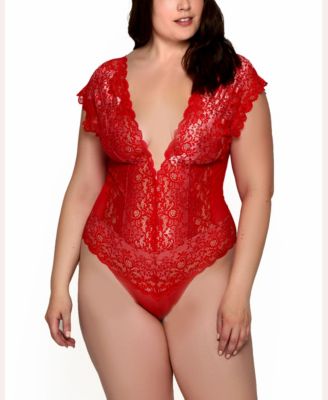 Plus Lace Mesh Panel Bodysuit Lingerie
