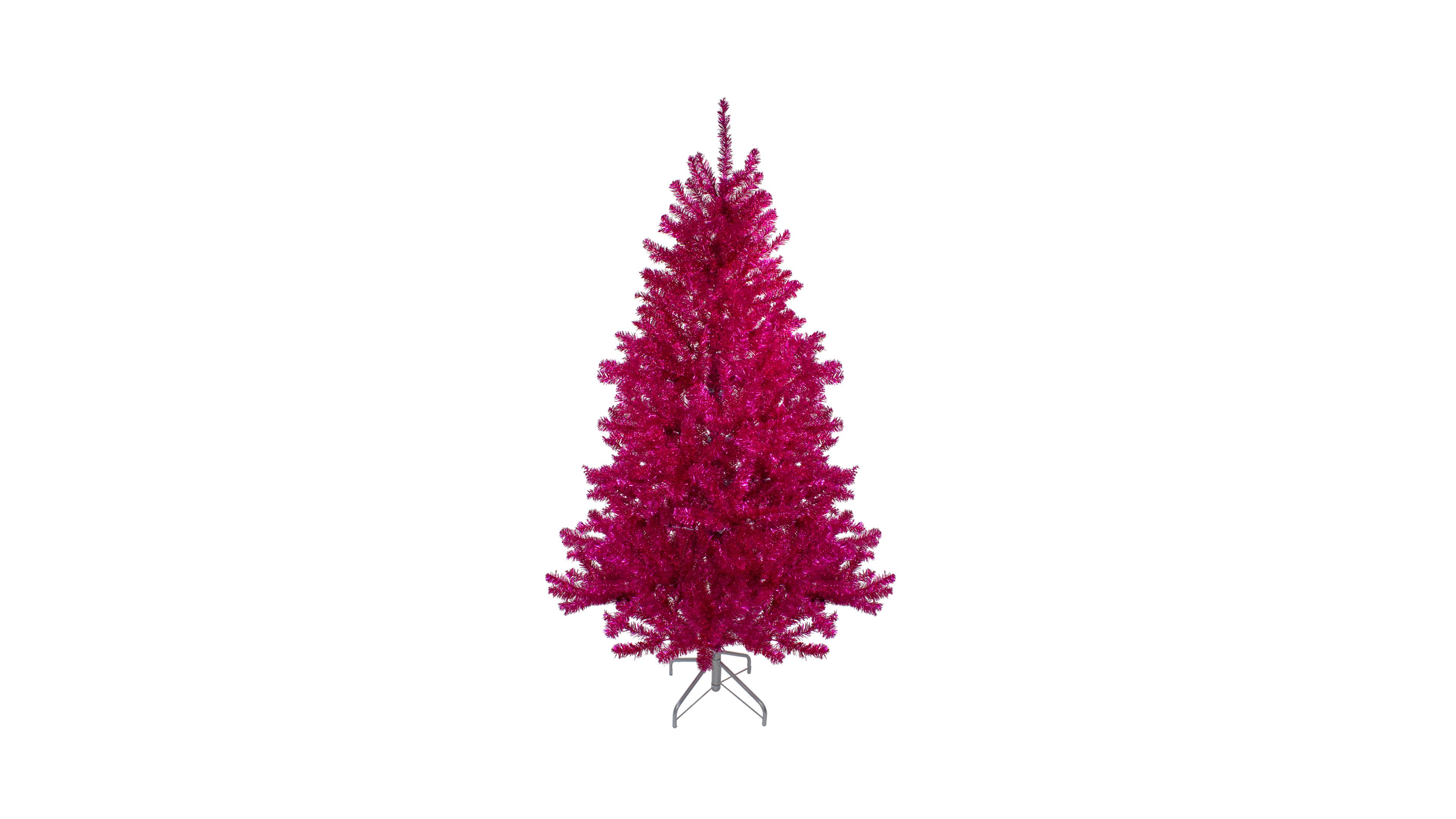 Metallic Pink Tinsel Artificial Christmas Tree Unlit Collection