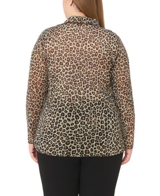 Plus Size Jaguar Mesh Button front closure Shirt