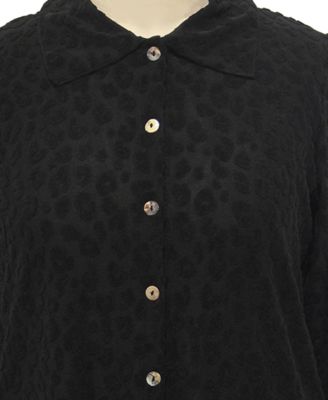 Plus Size Cheetah Burnout Button front closure Shirt