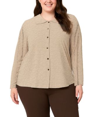 Plus Size Cheetah Burnout Button Front Closure Shirt