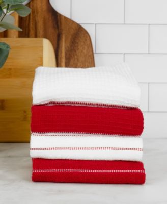 Skipping Stripe Wave Cotton Kitchen Towels, Set of 4