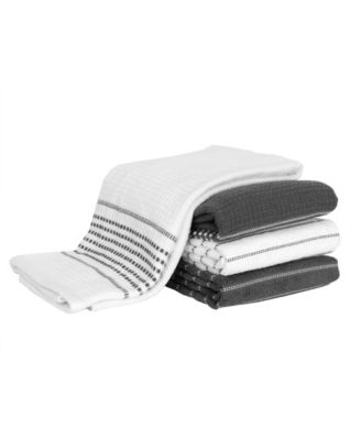 Skipping Stripe Wave Cotton Kitchen Towels, Set of 4