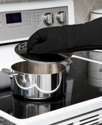 Ribbed Silicone Cotton Twill Potholders Oven Mitts, Set of 4