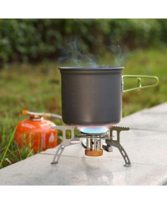 Camping Gas Stove, 3700W Portable Backpacking Stove with Piezo Ignition, Portable Burner, Camping Stove Adapter and Carrying Case for Outdoor Cooking