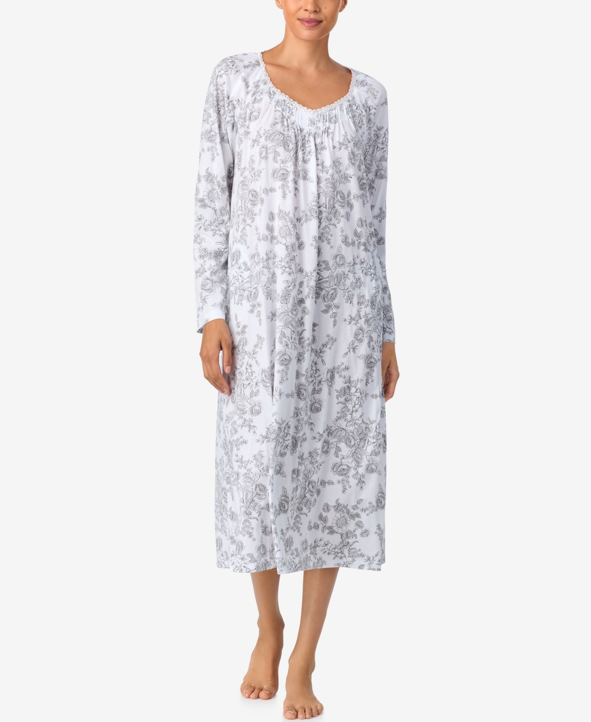 Aria Women's Brushed Cotton Jersey Long Sleeve Nightgown In Multi