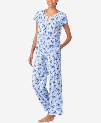 Sleepwear Brushed Cotton Cap Sleeve Long Pant PJ Set