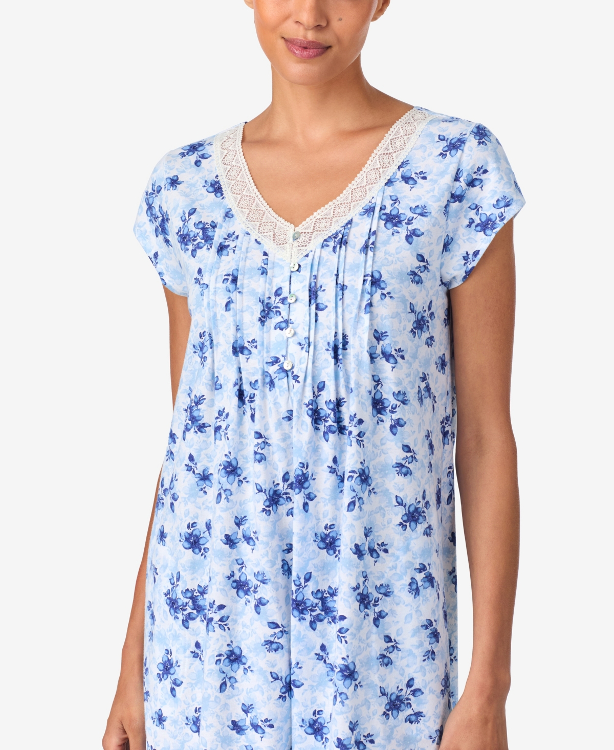 Aria Women's Short Sleeve Brushed Cotton Jersey Sleepshirt In Blue