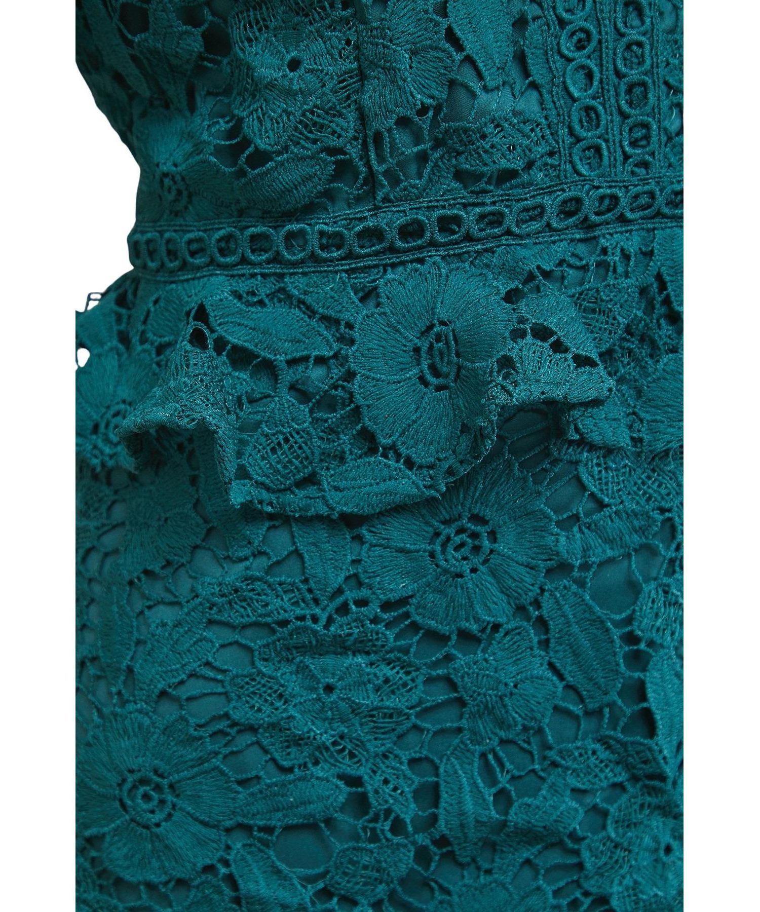 Women's Lace Trim Detail Frill Sleeve Mini Dress