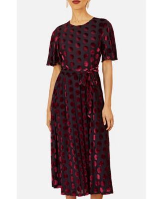 Women's Velour Spot Midi Skater Dress