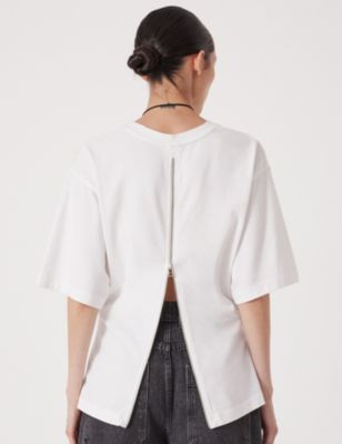 Women's Zip Detail Short Sleeve T-Shirt