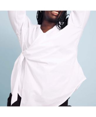 Plus Size Stretch Poplin Wrap Shirt