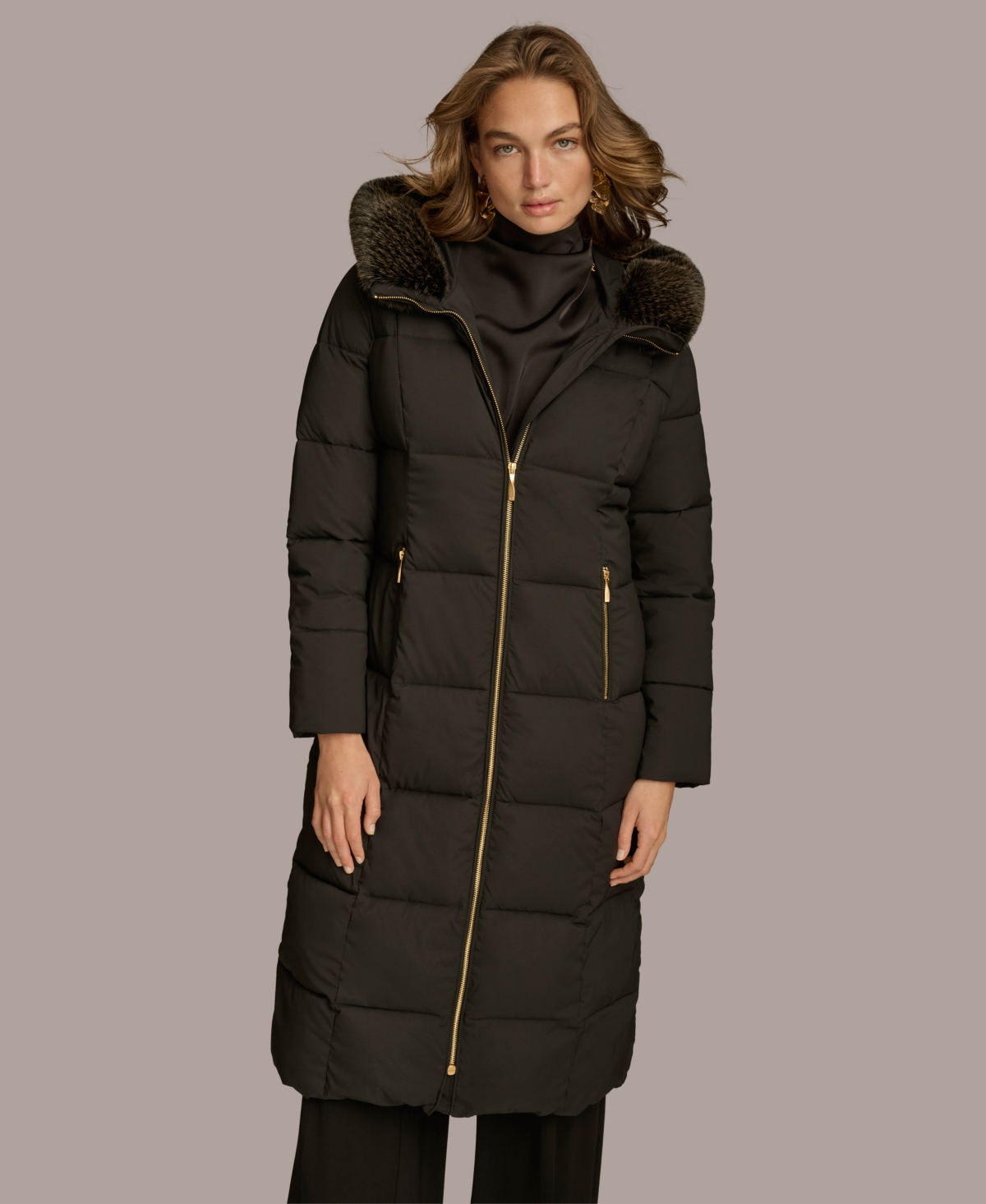 Donna Karan Women's Puffer Coat In Black