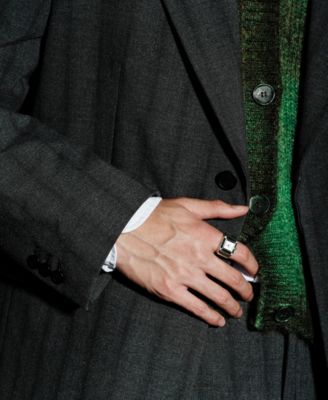 Women's x Dalmata Time Ring Emerald Crystals and Stainless Steel Expandable Ring Watch, 15mm