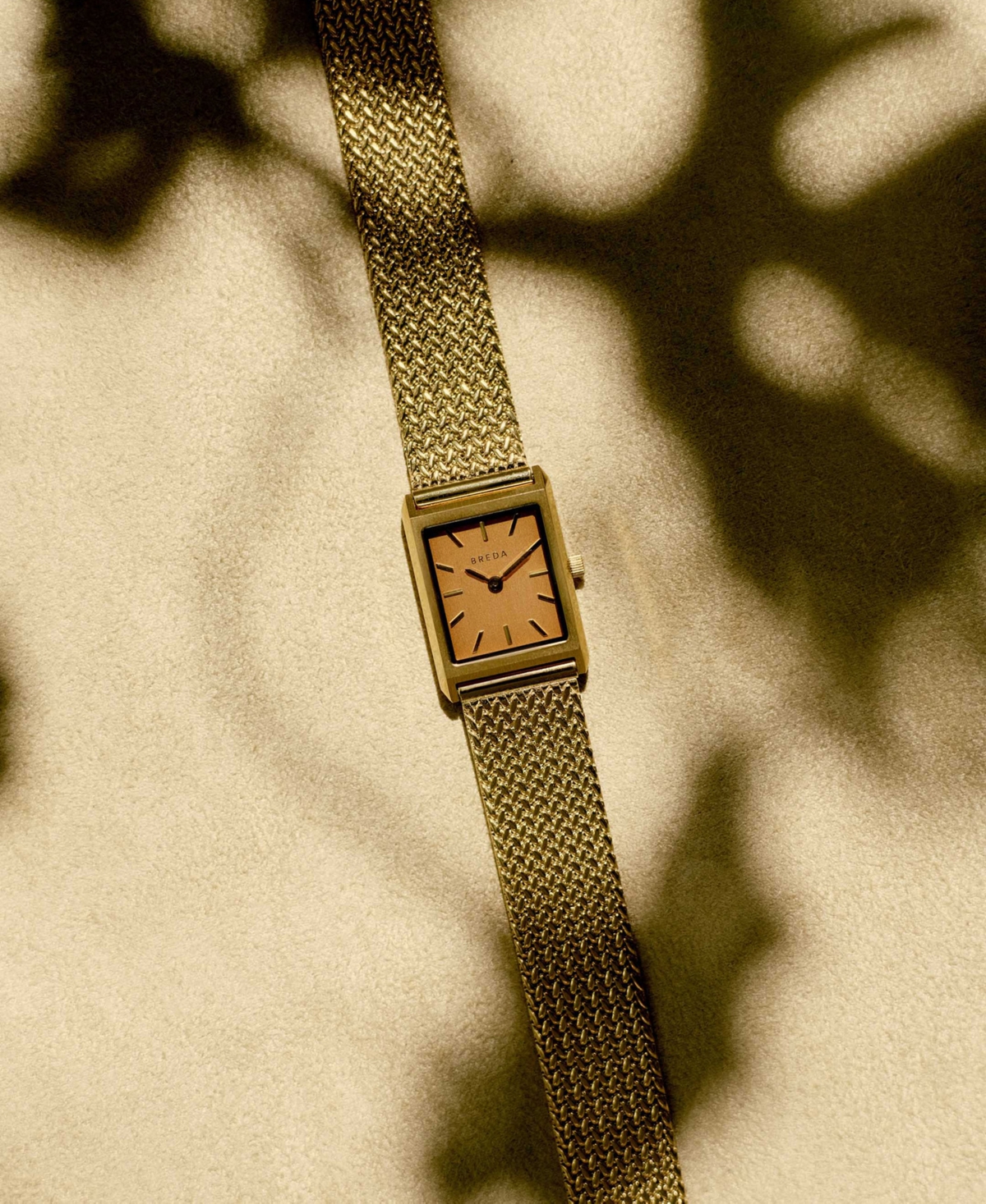 Breda Women's 'Virgil Tethered' Gold Stainless Steel Mesh Watch, 20mm