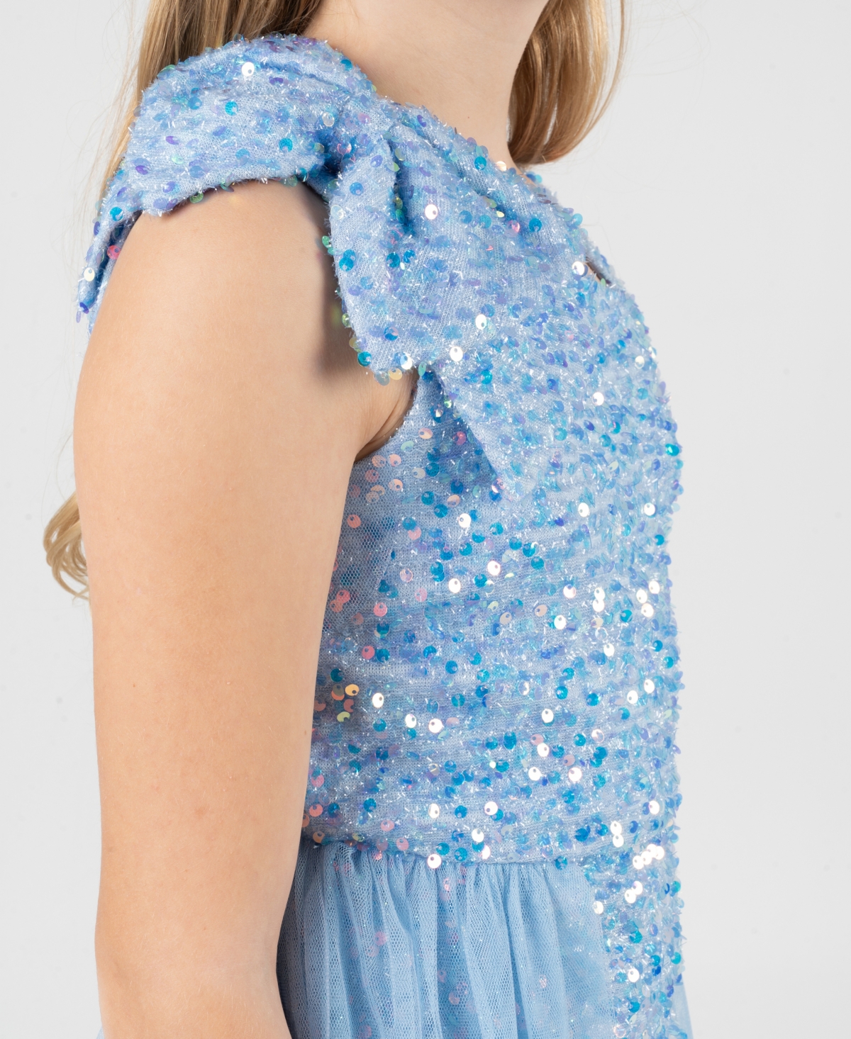 Rare Editions Girls 7-16 Fuzzy Sequin Bow Shoulder Dress