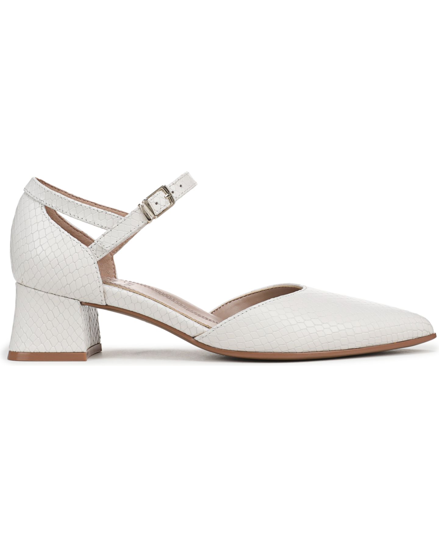 Женские туфли Naturalizer Maddox Block Heel Ankle Strap Pumps, цвет: Белый змеиный с принтом искусственная кожа — фото 2