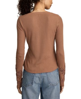 Women's Cutwork Notch Neck Top