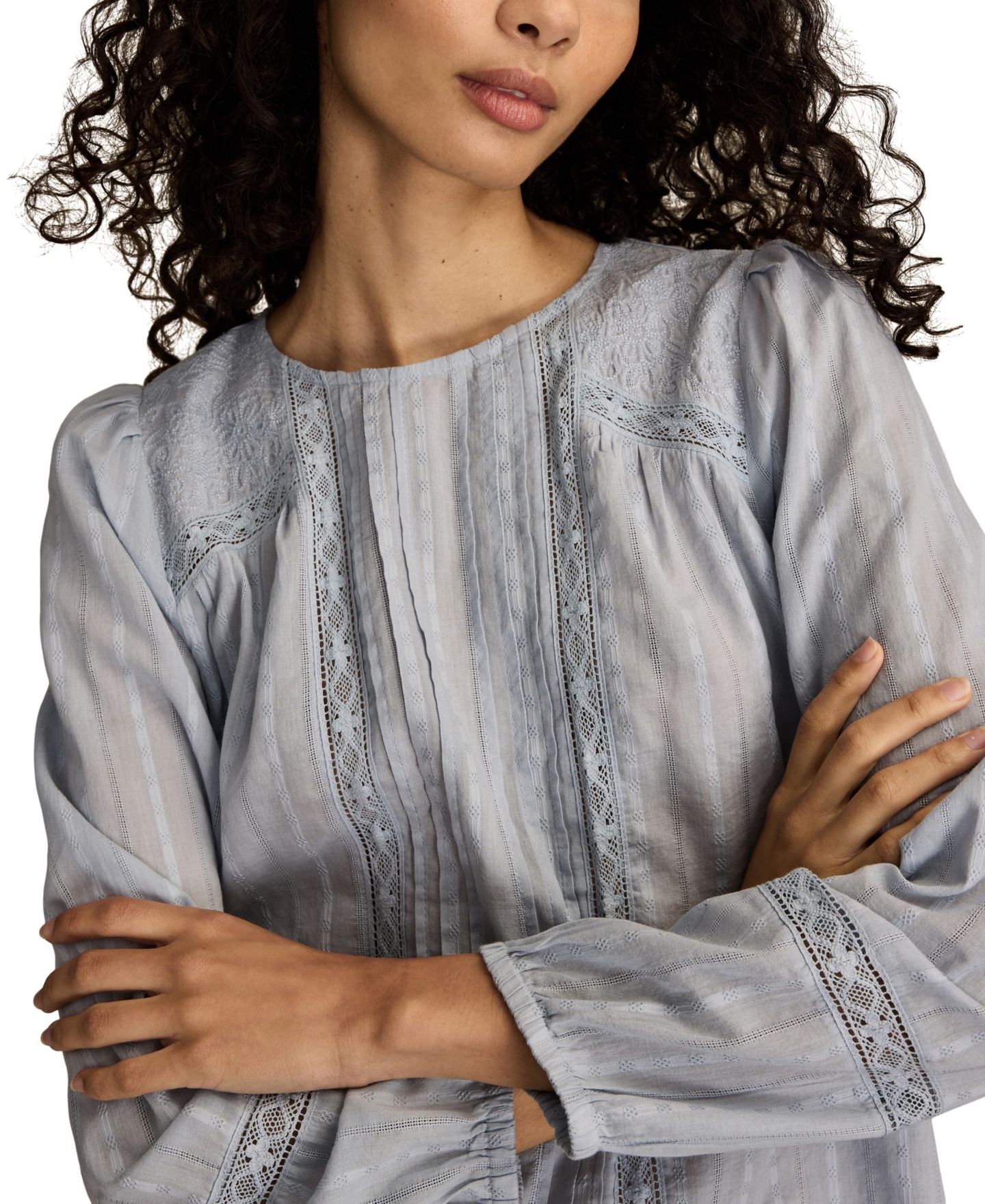 Женский топ Lucky Brand Long-Sleeve Novelty Femme, цвет: Синий — фото 4