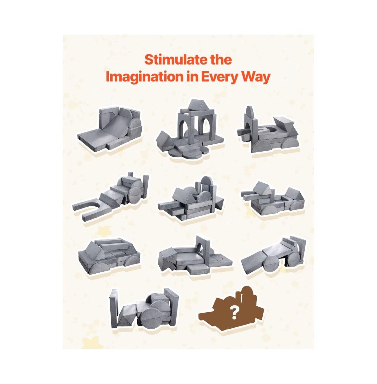 Slickblue 14-Piece Modular Kids Play Couch Sectional with Armrests