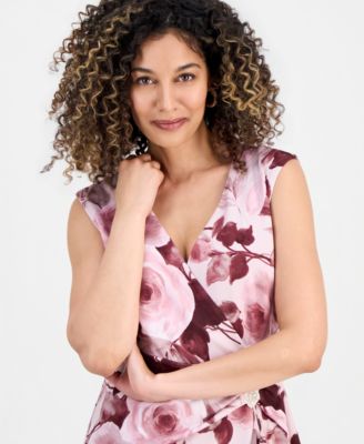 Petite Floral Print Sleeveless Gown