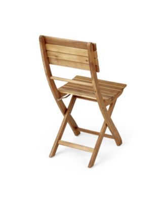 Outdoor Acacia Wood 3 Piece Half Round Folding Bistro Set Natural