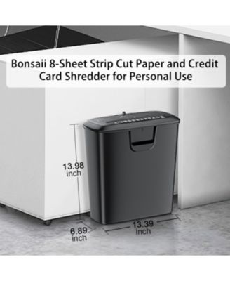 8-Sheet Strip-Cut Shredder for Home Office, Shreds CDs/Credit Cards, with Overheat Protection and 3.4-Gallon Wastebasket