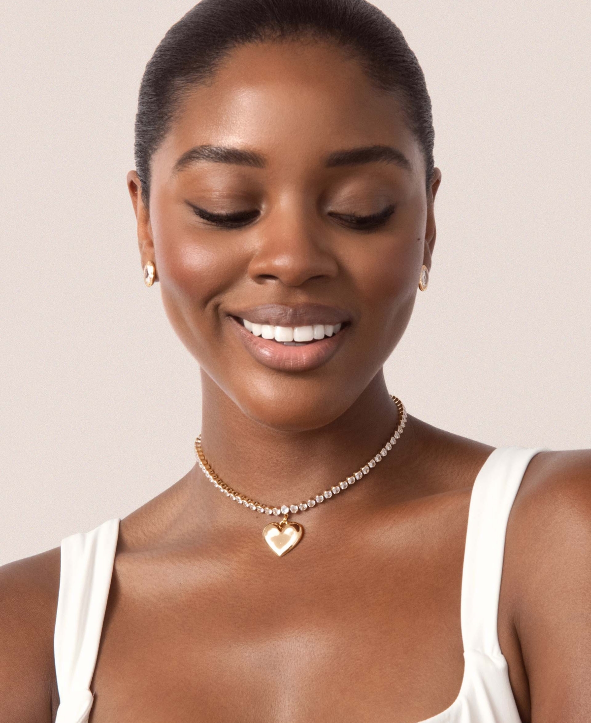 Ettika Luminous Love Tennis Necklace In Gold