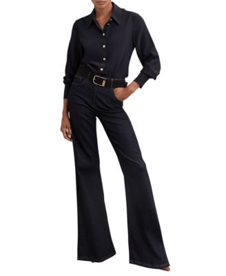 REISS - Women's Silk Embossed-Button Shirt