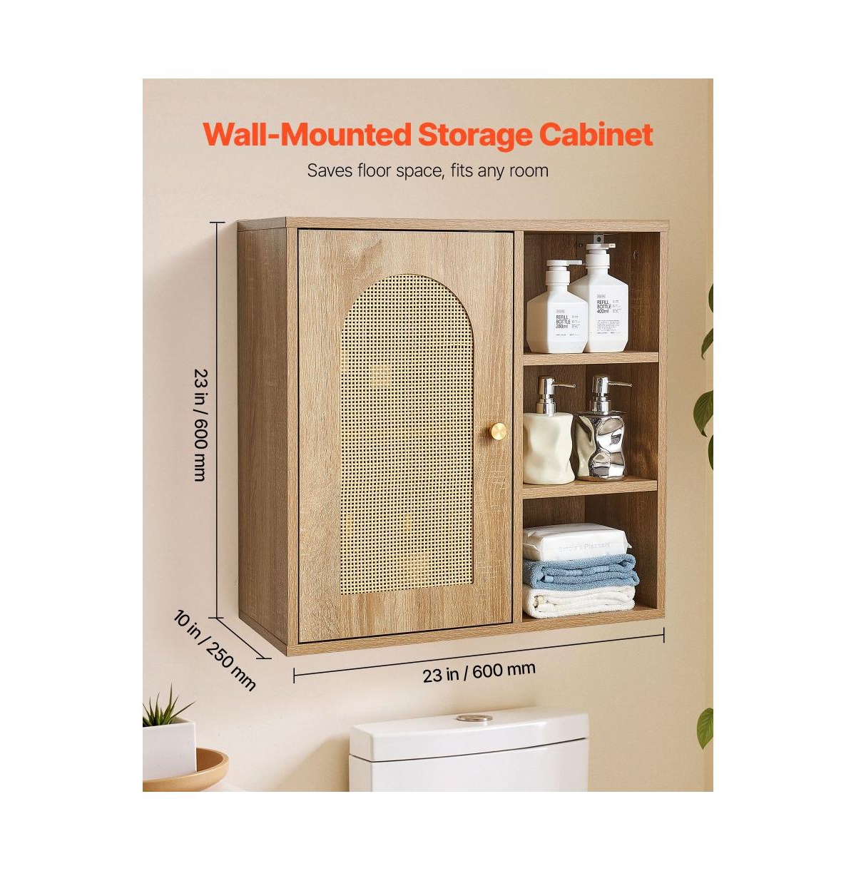 Slickblue Over Toilet Bathroom Cabinet with Door and Storage Shelves