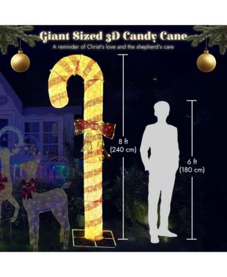 8FT Pre-Lit 660LED Christmas Candy Cane Giant 3D Lighted Outdoor Yard Decorations, Holiday Display Large Lighting