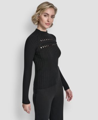 Women's Long-Sleeve Cord Detail Rib Sweater