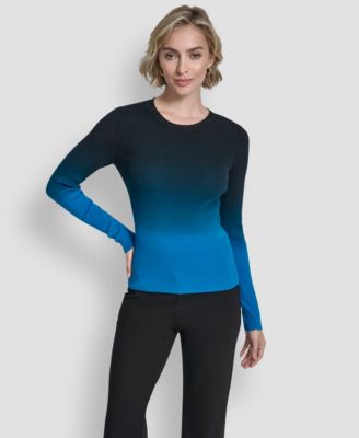 DKNY - Women's Long-Sleeve Crewneck Dip Dye Sweater