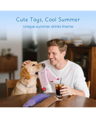 3-Pack Summer Drink Dog Toys – squeaky, crinkle, durable tug fun for all dogs!”