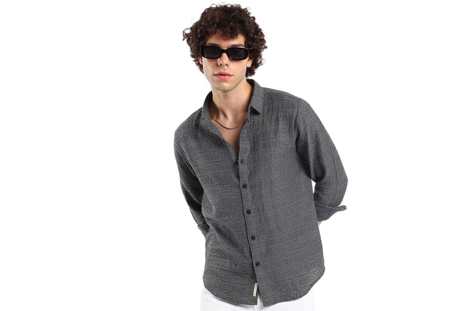 Men's Solid Textured Knit Shirt