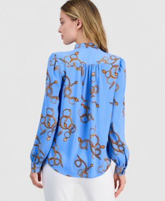 Women's Printed Button-Front Blouse