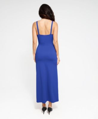 Women's Shapewear Ruched Side Slit Slimming Maxi Slip Dress